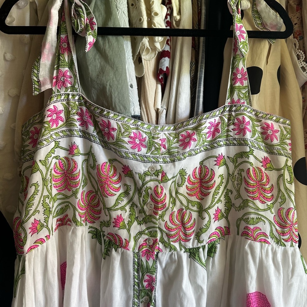 Juliet Dunn Pink and Green Floral Dress sz 3/ medium worn once
